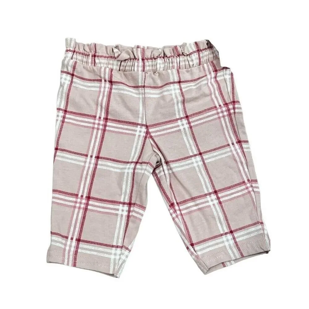 3M Carter's Baby Girls 2 Piece Pant Set Pink Maroon Bodysuit and Plaid Pants